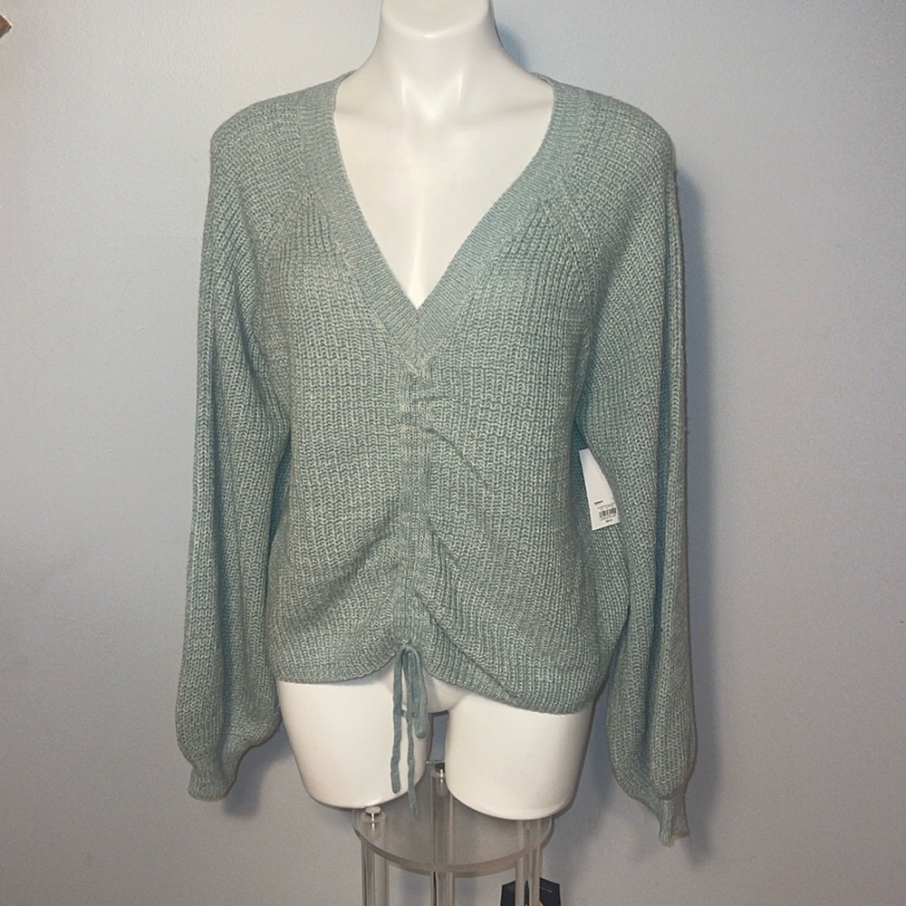 So Kohls NWT ladies Rainwater Blue Rouched Pullover Shaker Sweater. Large
